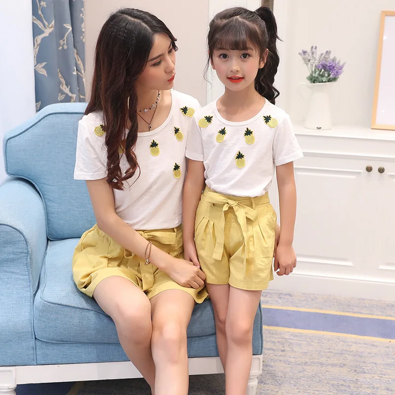 2018 новый летний стиль с коротким рукавом Ананас футболка шорты Чао Мэй Мать