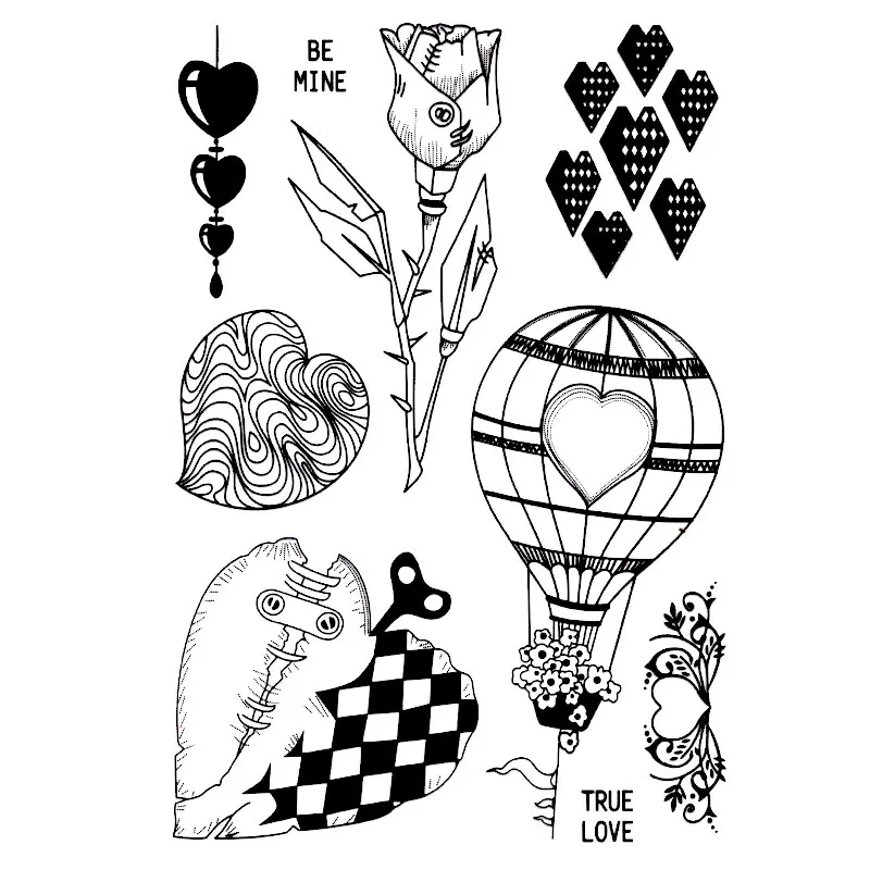 

LOVE HEART TRUE LOVE BE MINE ROSE Scrapbook DIY photo cards account rubber stamp clear stamp transparent Handmade card stamp