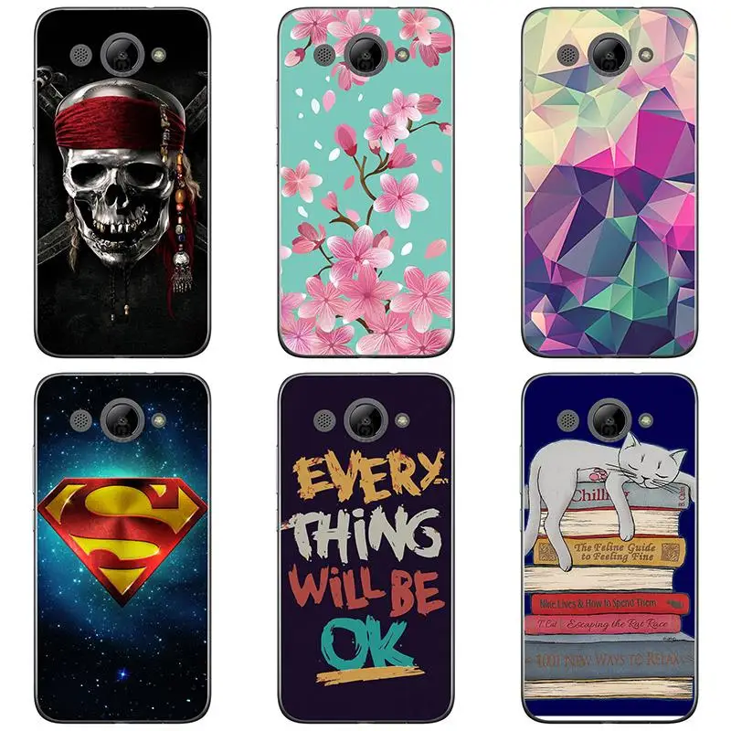 Soft Silicon phone case cover For Huawei Y3 2017 shell Colorful printing design Painted TPU Flower |