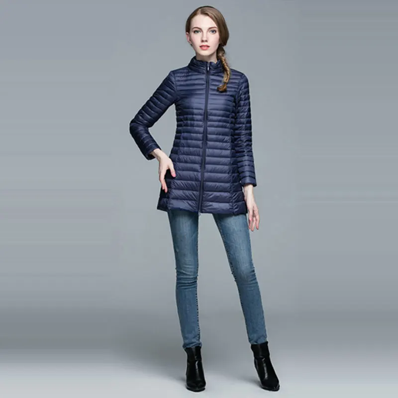 Plus Size 4XL 8 Colors Women Casual Ultralight Down Jacket with 90% 10% Feather Winter Long Coat A590 | Женская одежда