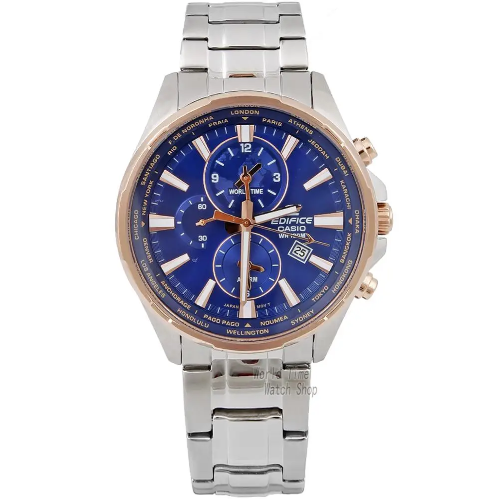 EFR304PG2A-1 Часы Casio Edifice мужские часы Лучший бренд класса люкс 100м Водонепроницаемые наручные часы Светящиеся мужские часы кварцевые Спортивные часы военные водолазные мужские часы Dual Time Classic Multi-Hand Watch relogio - Цвет: EFR304PG2A-1