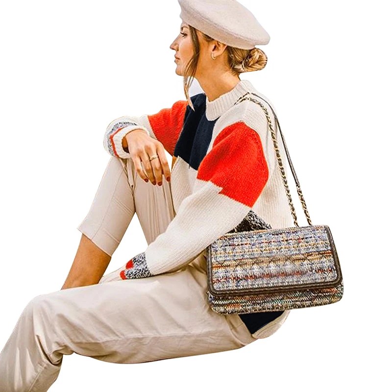 Romacci Warm Winter Sweaters and Pullovers Autumn Women Knit Sweater Multicolor Block O-Neck Long Sleeve Loose Casual Pullover | Женская