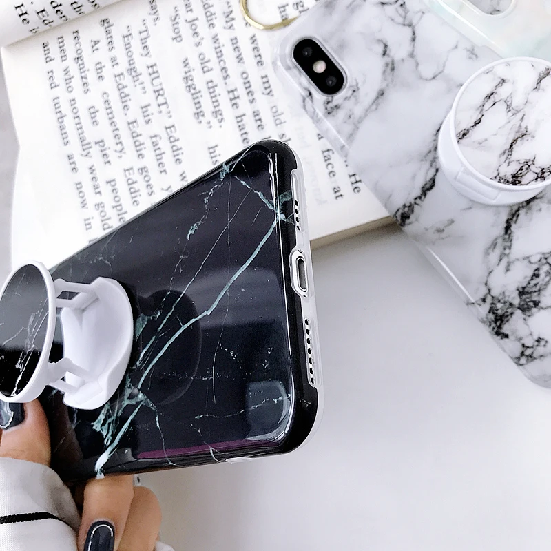 Роскошный Мраморный гибкий чехол-держатель для телефона iPhone 12 Mini 11 Pro Max XR XS X 7 8 6 Plus