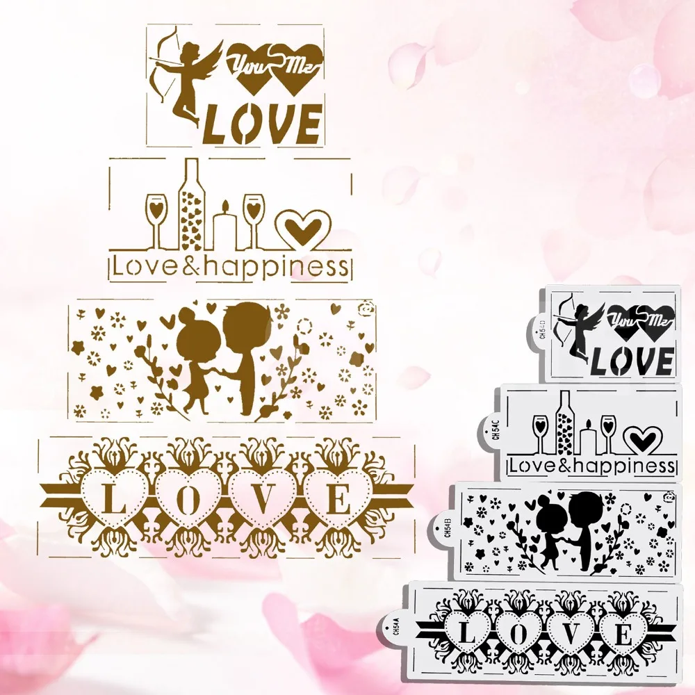 4 шт./компл. трафарет для свадебного торта кухонные аксессуары трафареты