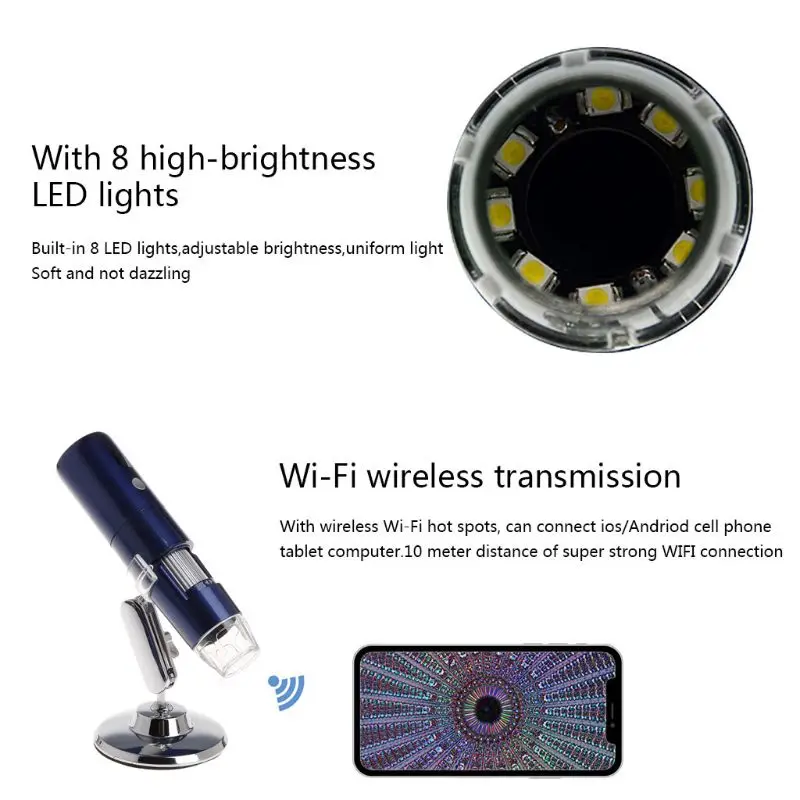 HD 1080P WiFi микроскоп 1000X лупа для Android iOS iPhone iPad Windows MAC | Инструменты