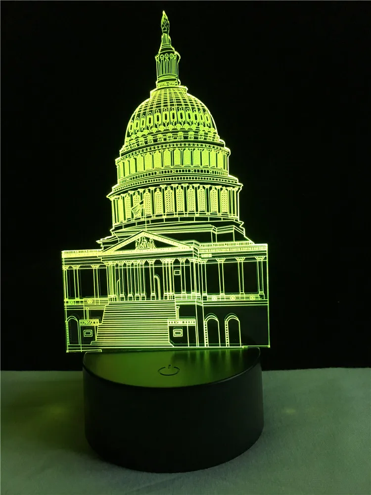 Оптовая торговля Белый дом 3D USB светодиодный светильник 7 цветов меняющий