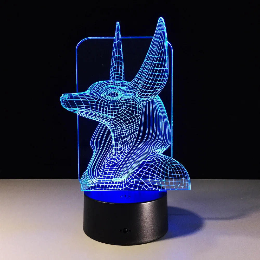 Светильник Египетский Анубис 3D 1 шт. 7 цветов|3d bulbing|3d bulbing lightillusion lamp |