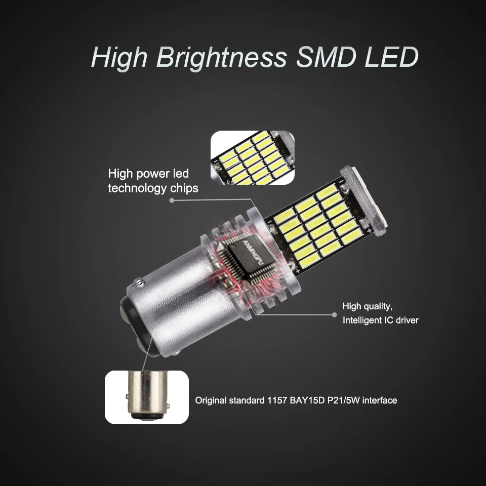 ANMINGPU 2x сигнальная лампа 1157 Светодиодная Bay15d Led P21/5W Canbus 45smd стоп сигнал задний свет