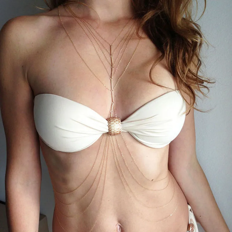 Charming Elegant 2017 Beach swimming pool new Summer multi layer necklace fine Crossover Belly Waist body feminino Chain | Украшения и