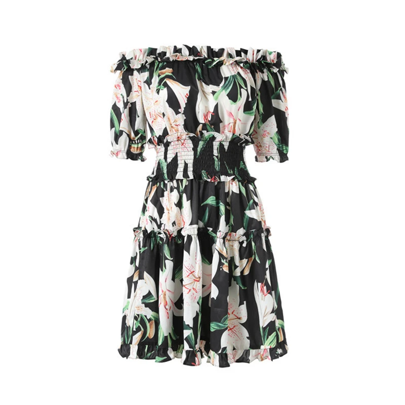 2019 Летний пляж отпуск вечерние платье Для женщин с открытыми плечами Цветочный