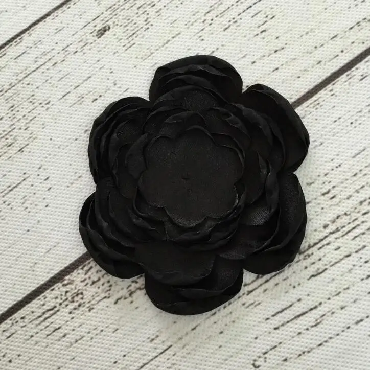 

100pcs Black Flower - Ribbon Flower - Satin Flowers - Burn Satin Flowers - Layered