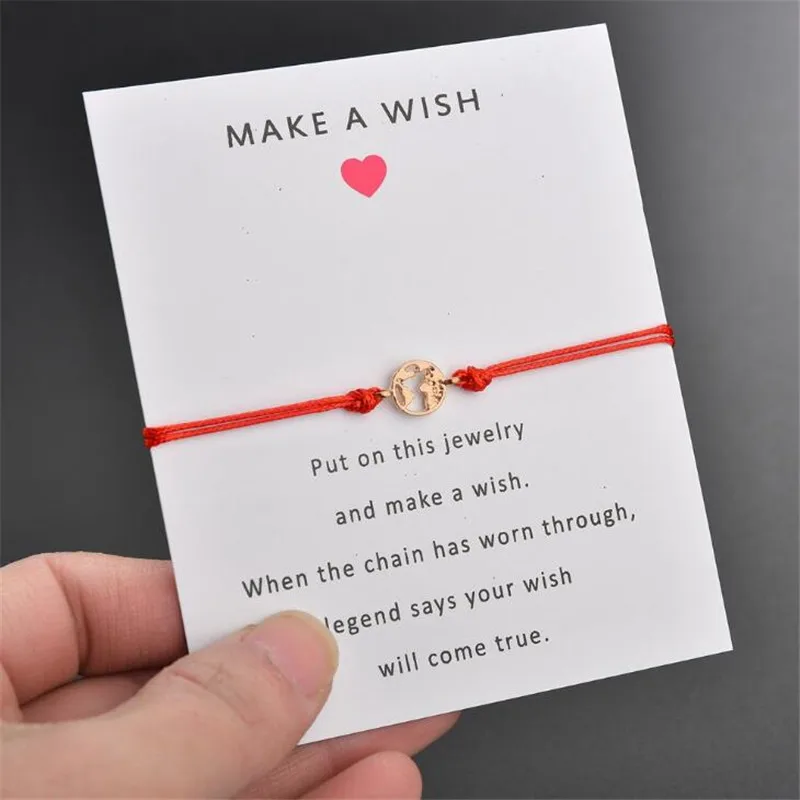 Vintage Charm World Map Bracelets &amp Bangles Femme Adjustable Fashion Wristband Wish Bracelet Lucky Red String Jewelry Hot | Украшения и