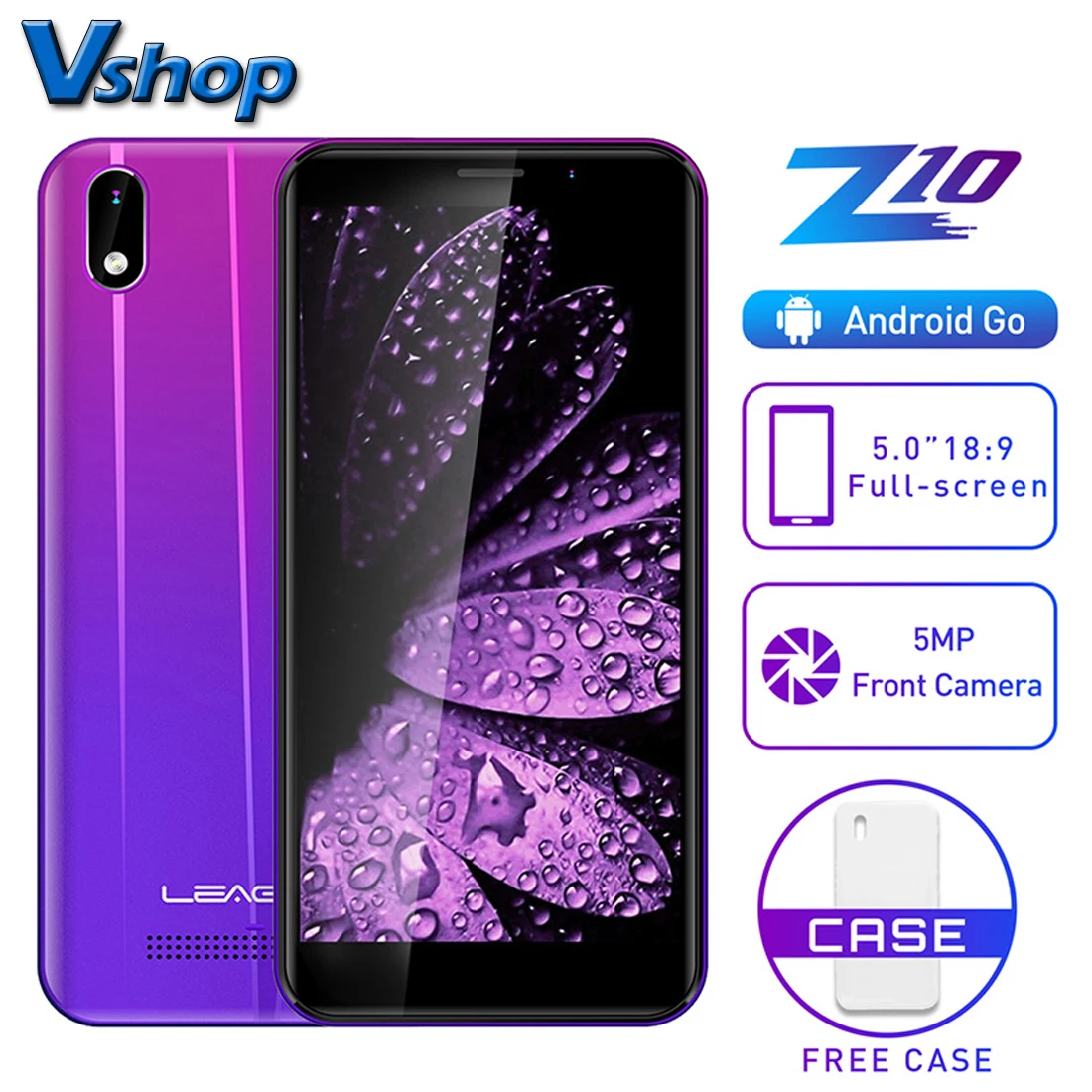 LEAGOO Z10 Android мобильный телефон 5 0 &quot18:9 полный экран 1 Гб ОЗУ 8 ПЗУ MT6580