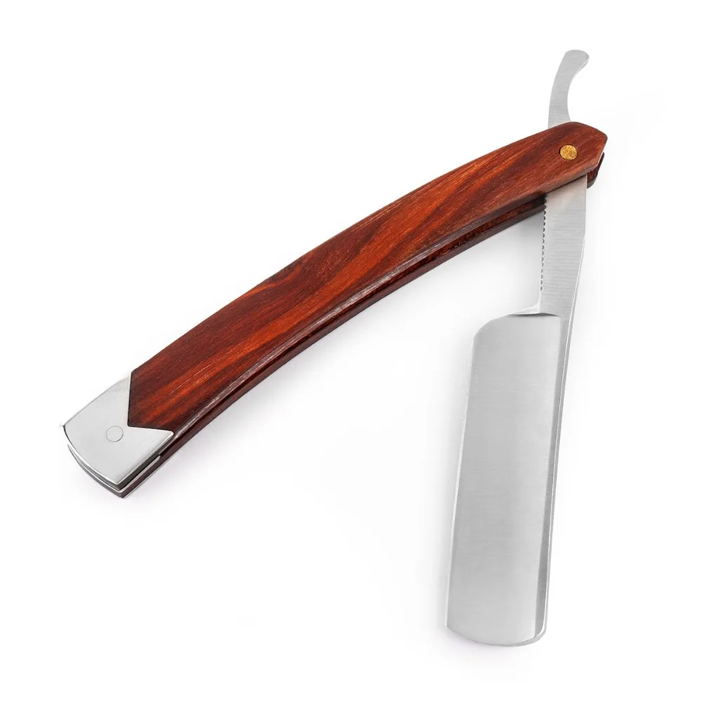 QSHAVE Классическая Ручная прямая бритва безопасная с деревянной ручкой для