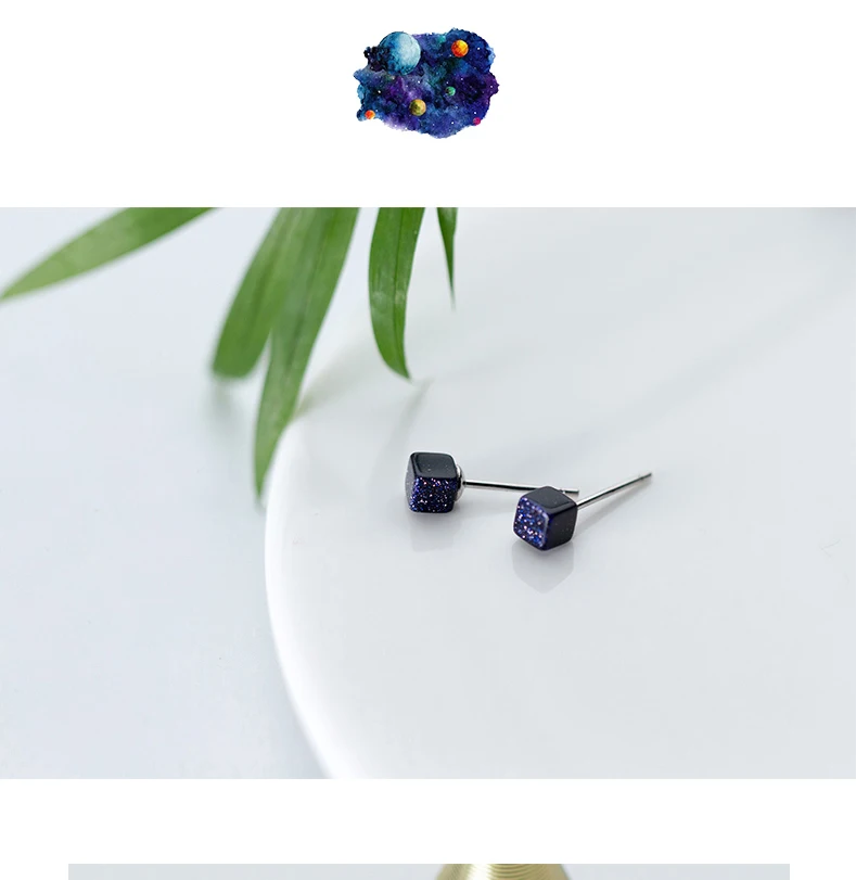 MloveAcc 925 пробы серебряные серьги-гвоздики с голубым песчаником для женщин и девушек ювелирные изделия из стерлингового серебра