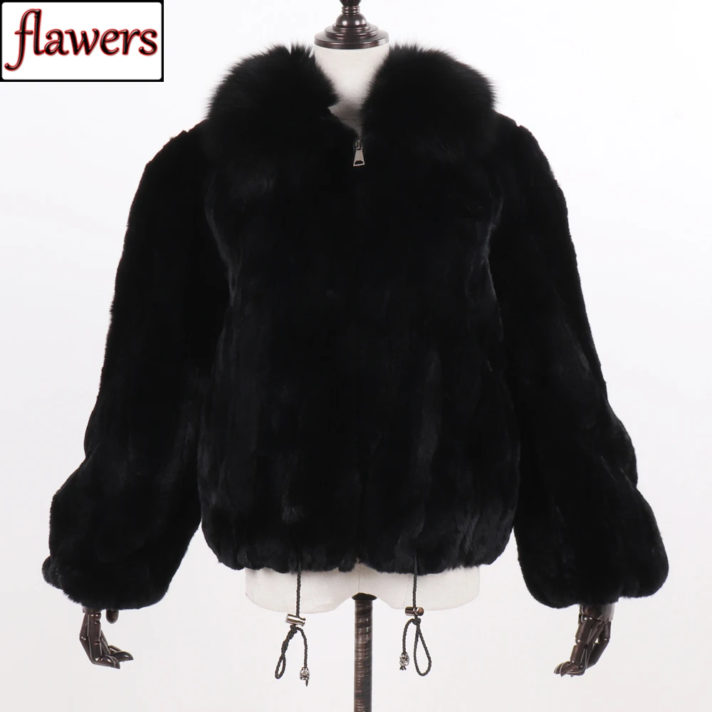 Новые Женские Настоящий мех кролика куртка для российских погодных условий
