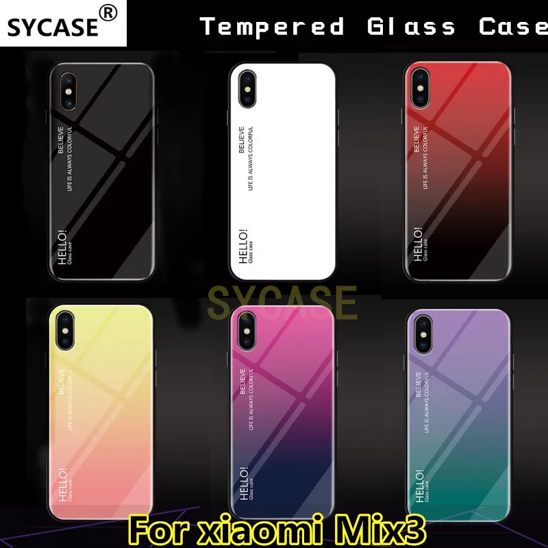 Чехол SYCASE с буквенным градиентом из закаленного стекла для телефона xiaomi Mix3 чехол