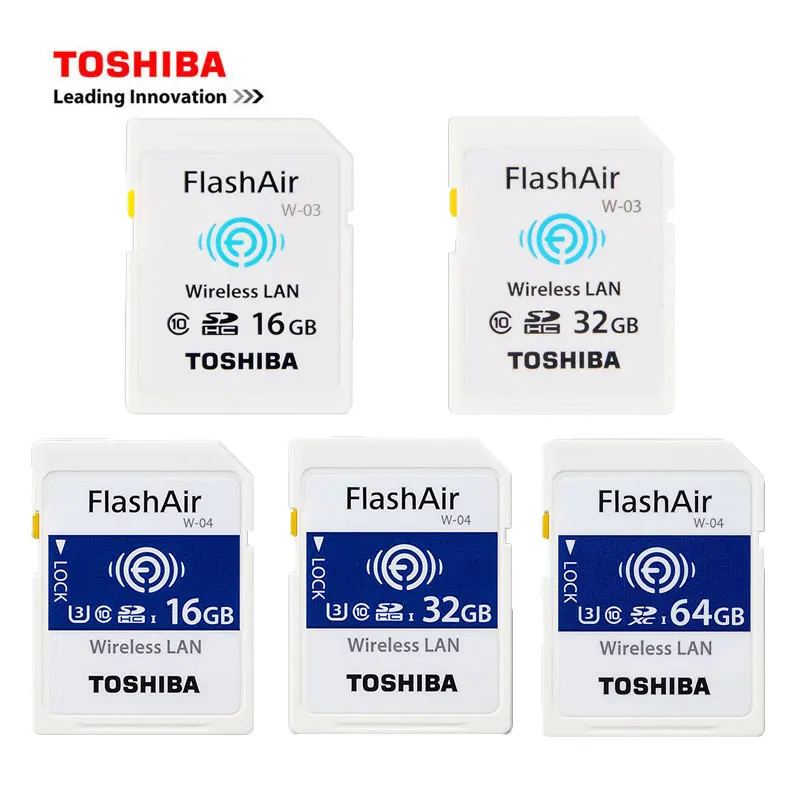 TOSHIBA FlashAir W 04 16 ГБ 32 64 SDHC Беспроводной SDXC Wi Fi SD карты UHS I Class 10 U3 флэш памяти для