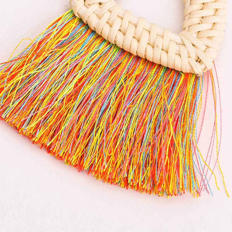 meidi 2018 Summer Fringe Earrings for Women Rattan Woven Tassels Multi Color Bohemian Ethnic Jewelry Brincos | Украшения и