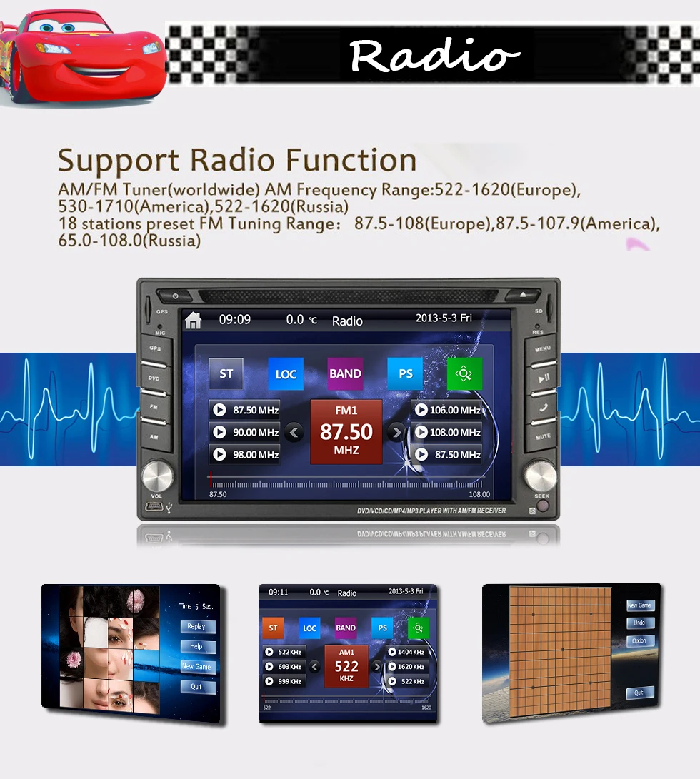 EinCar touch Screen Universal Double 2 Din Bluetooth In Dash Car CD DVD Player GPS Radio SWC USB RDS AM/FM Stereo Receiver | Автомобили и
