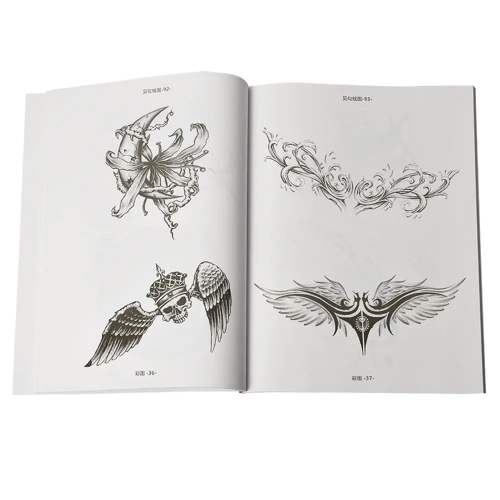 Полный ручной рисунок эскиз татуировки Справочная книга Инструкция Лист Flash Art Дизайн татуировки боди арт книжка-раскраска для художников