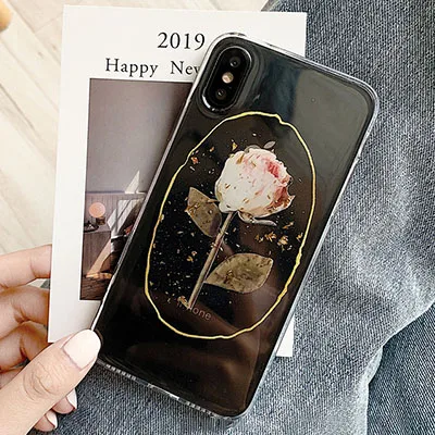 pink GlamPhone чехол из золотой фольги прозрачный розовый чехол для телефона для iPhone11 X Xs Max XR 8 7 Простая мягкая задняя крышка для iPhone 8 7 6 6S Plus - Цвет: pink