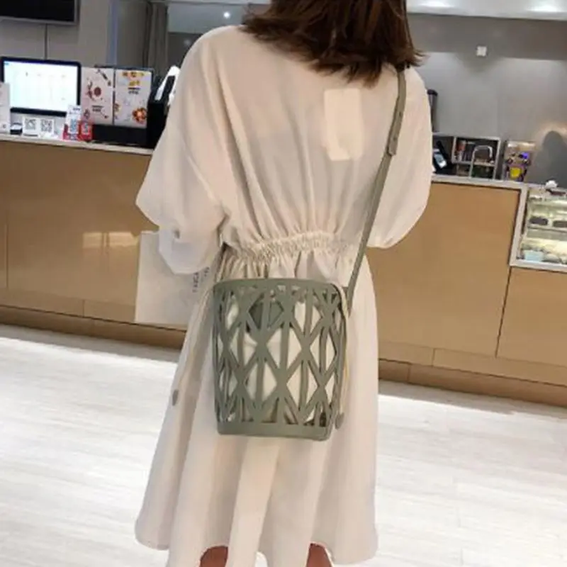 Модные холщовые Сумки-мешки с вырезами женские сумки на плечо женская