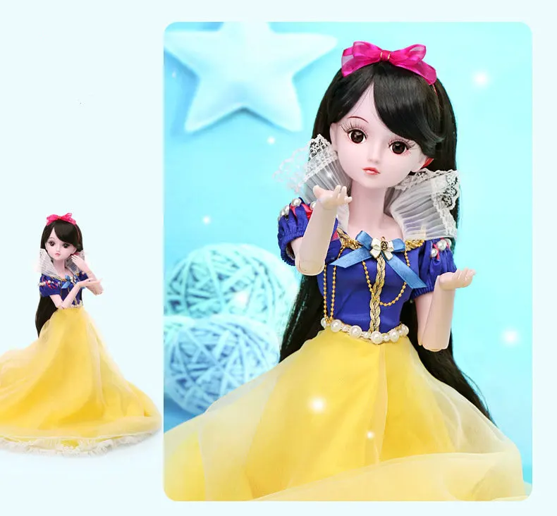 60 см Снежная белая кукла 1/3 Bjd куклы полный набор 19 Соединенных 3D глаза принцесса игрушка кукла игрушки для детей Подарки для девочек на день рождения