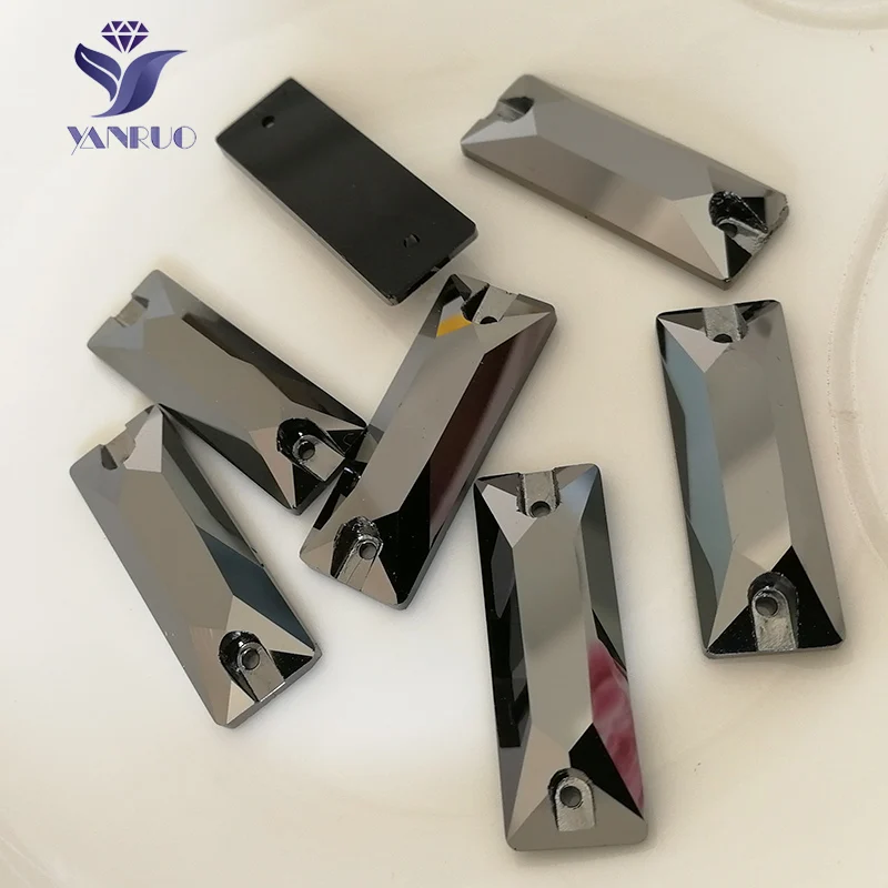 YANRUO 3255 Cosmic Baguette AAAAA качественный Jet Hematite пришивные камни стеклянные стразы