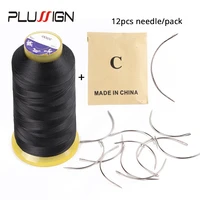 plussign 12pcsbag 6 cm c shape curved needles and 1 black roll thread wig making crochet braids ventilating hair weaving needle