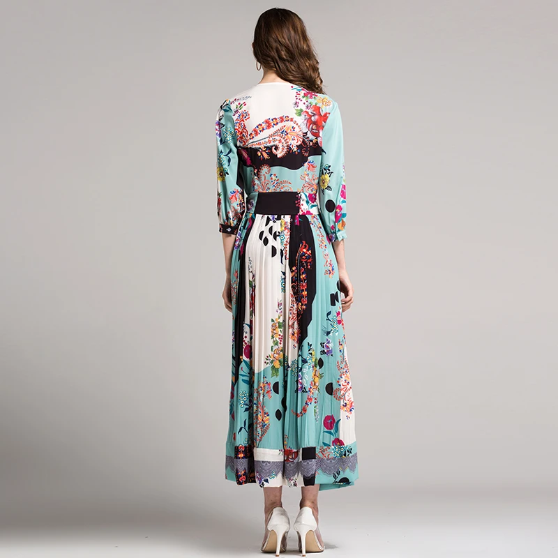 Женское винтажное платье с поясом V образным вырезом и рукавом 2018|maxi long dress|long