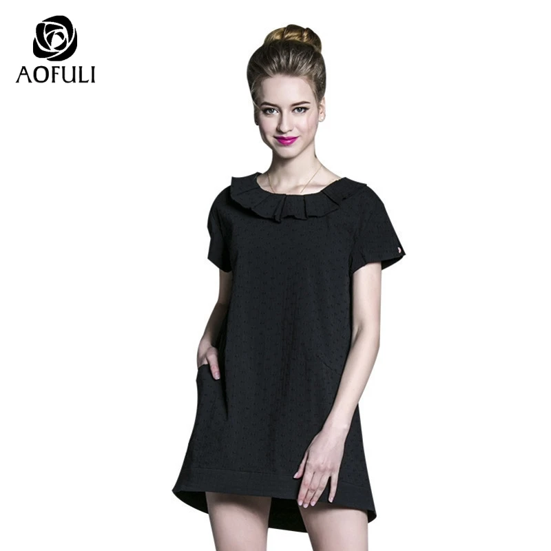 Женская Длинная блузка AOFULI хлопковая большого размера с гофрированным