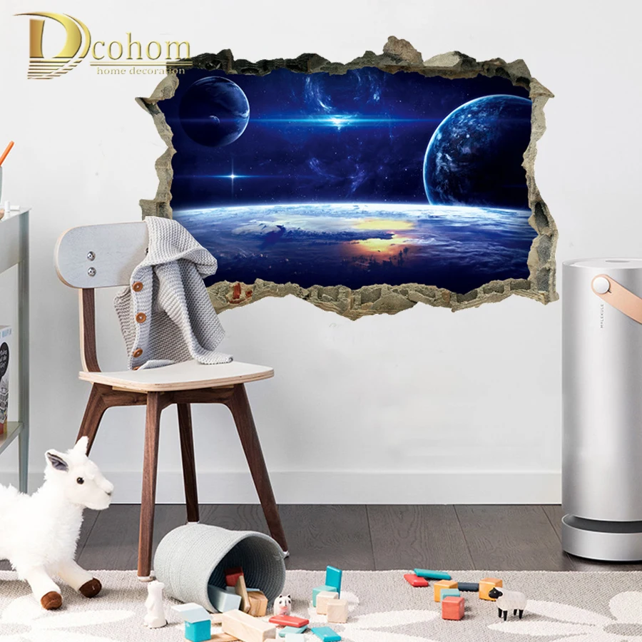 Абстрактная космическая 3D наклейка на пол домашний декор для детской