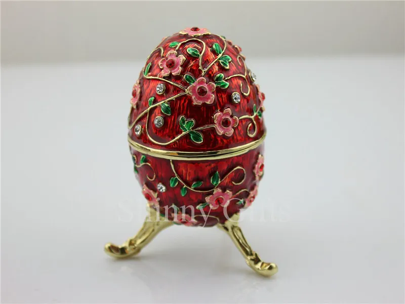 Pewter Enamel Handmade Gift Crystal metal Easter Egg Trinket Box Flower Decor Vintage Russia Magnet Craft | Дом и сад