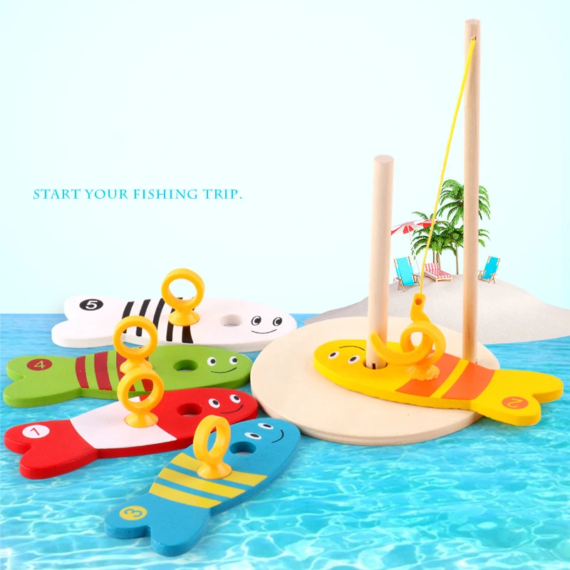 

Children's Educational Creative Fishing Toys Wooden Baby Early Childhood Teaching Water Ring Wooden Toys Student Education Gifts
