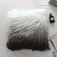 2019 fashion 50x50cm soft pink whitegrey white gradient imitation wool cushion cover plush pillowcase long fur pillow cover