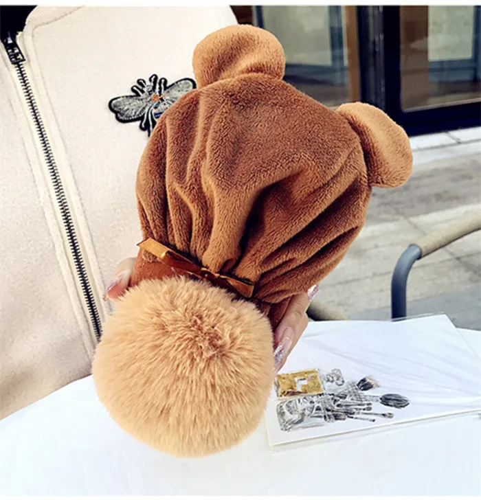Ainike Cute Warm Fur Ball Bear Hat Phone Case For BBK Vivo X9s X20Plus Xplay5 X21i V15 Y17 Y3 Animal Ears Soft Furry Plush Cover |