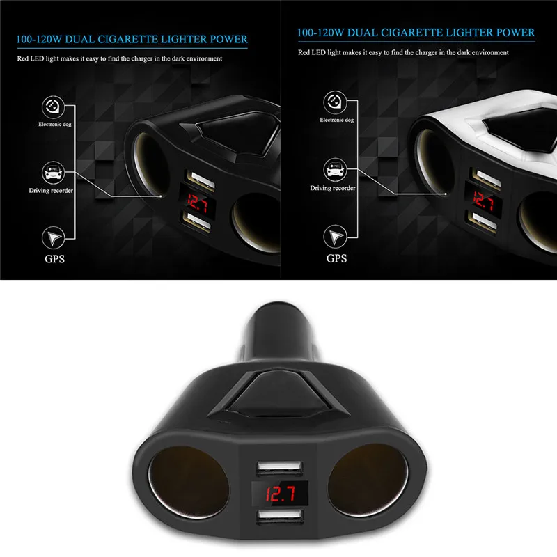 Новый дополнительный цвет 120W 3.1A двойной USB Автомобильное зарядное устройство и 2