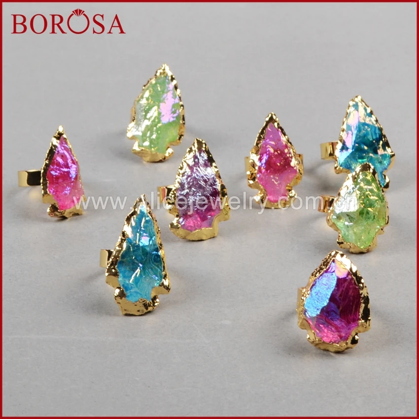 BOROSA модная Друза наконечник стрелы фототитановые кварцевые кольца Подарки для