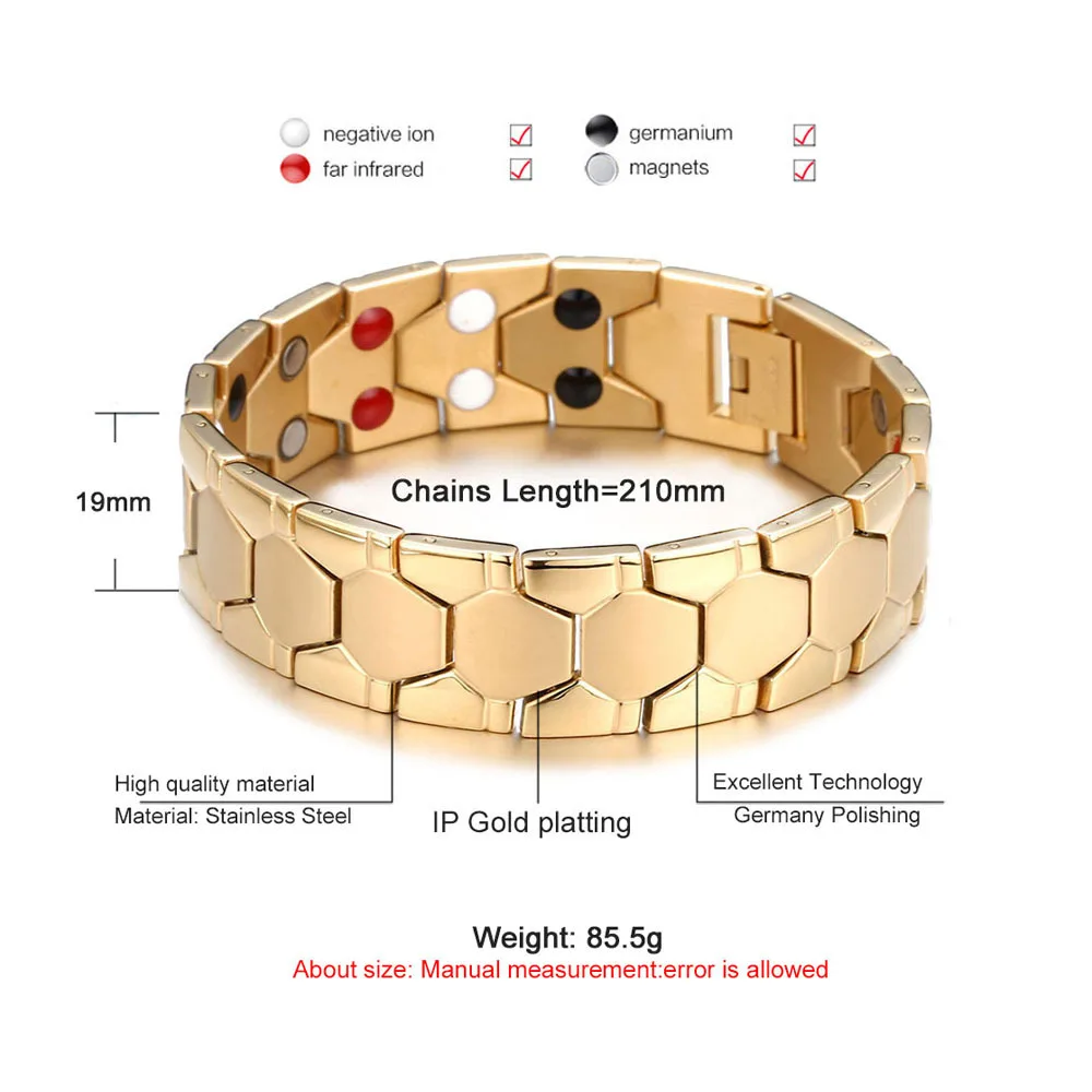 Здоровье браслет для магнитотерапии мужские ювелирные изделия 316L браслеты из