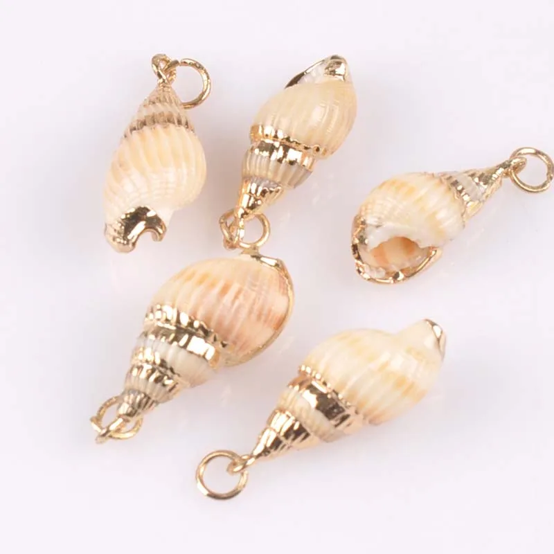 

25-28mm Shell Charm Pendants Conch Natural Rose Gold for jewelry making DIY 10pcs TRS0158