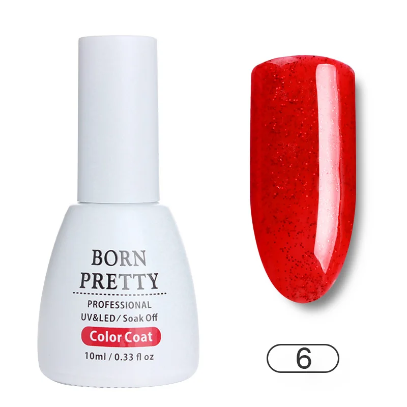 BP-06 BORN PRETTY 10 мл красный гель для ногтей с блестками Сияющий замачивающийся Маникюр УФ-Гель-лак для ногтей украшения аксессуаров - Цвет: BP-06