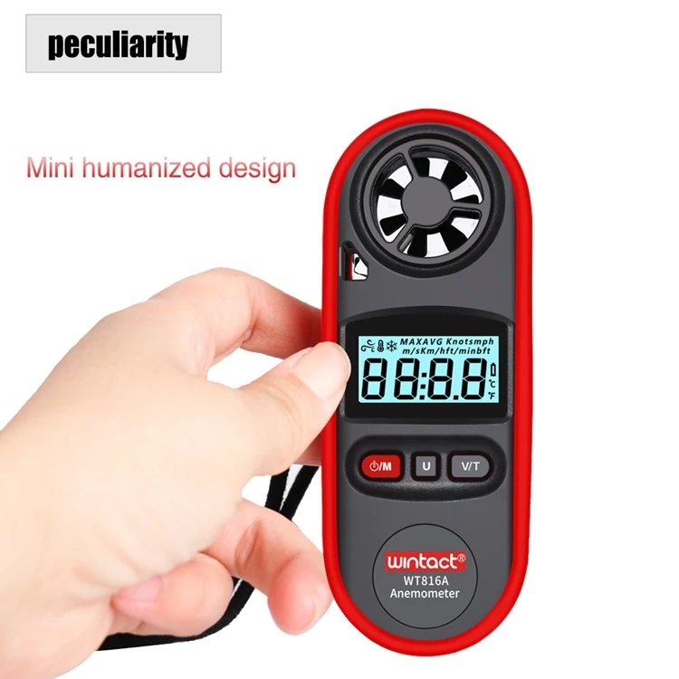 Цифровой анемометр IP67, скорость воздуха, шкала-10~ 45C C/F, измерение температуры 30 м/с, ЖК-дисплей, индикатор скорости ветра