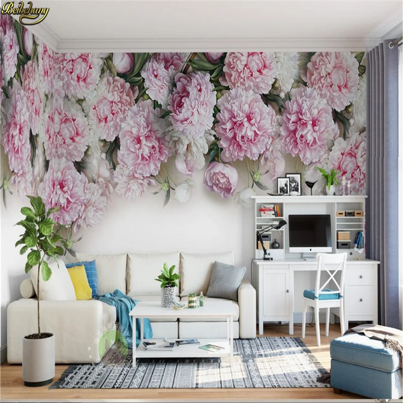 Фотообои beibehang на заказ настенные европейские романтические пионы задний фон для