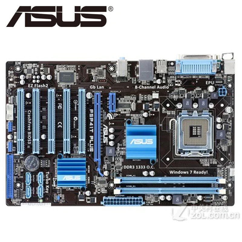 Настольная Материнская плата Asus P5P41T PLUS P41 разъем LGA 775 Q8200 Q8300 DDR3 8G ATX UEFI BIOS