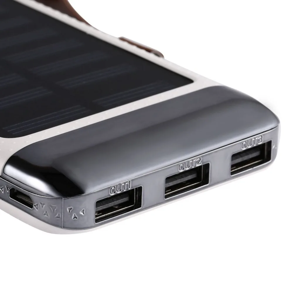 Солнечная банка питания 10000 мАч 3 USB защита от короткого замыкания долговечная