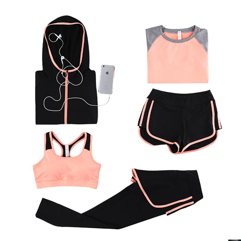 Набор для йоги 5 шт. дышащая Спортивная одежда фитнеса спортивный бюстгальтер