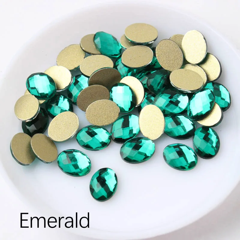 Emerald Новая 6X8 мм овальные сетчатые Стразы для ногтевого дизайна с плоской задней стороной 30/100 шт для украшения ногтей своими руками - Цвет: Emerald