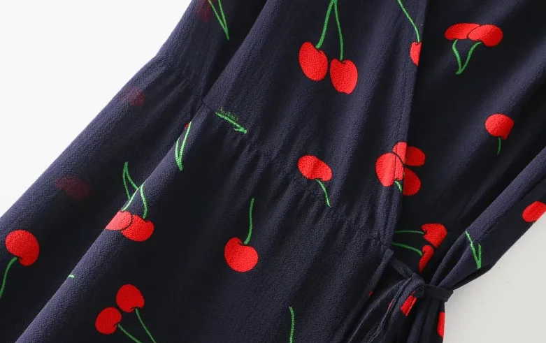 

Summer Sweet Women Floral Printed A-line Dress Short Sleeve Cross V Neck Tie Waist Wrap Dresses Midi vestido