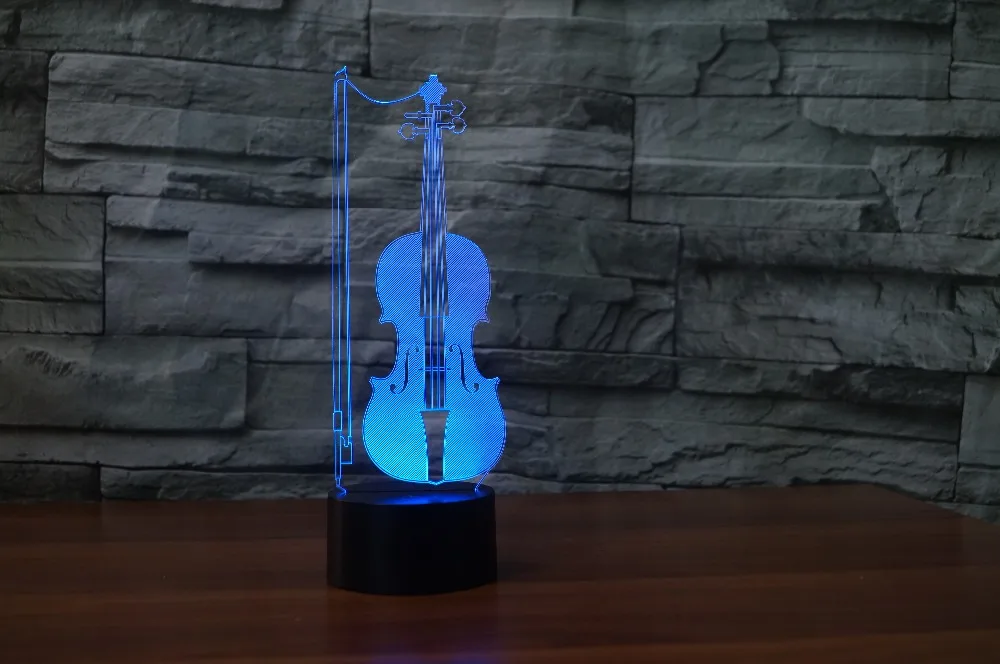 Креативный 3d светодиодный ночник для скрипки заряд питания USB домашняя